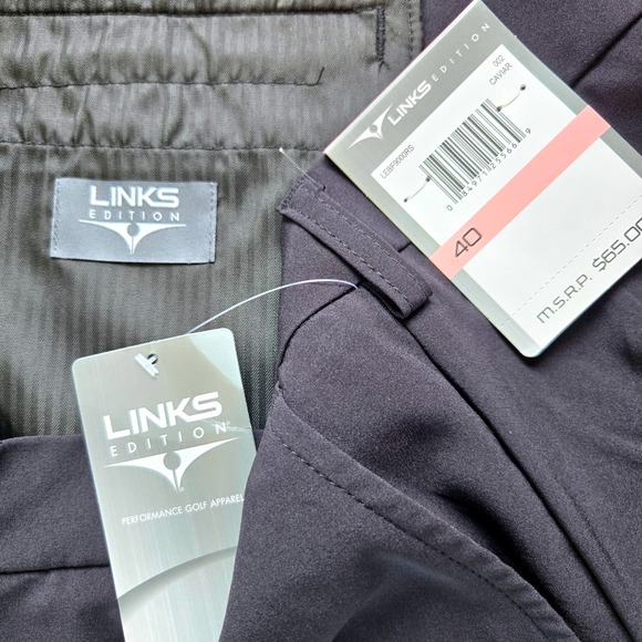 NEW Links Edition Mens Golf Shorts Size 40 Caviar Black Performance Apparel - Picture 3 of 7